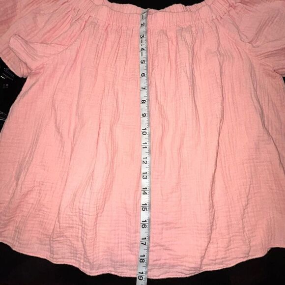 Rebecca Taylor babydoll cropped shirt flutter sleeves gauze like material pink s - Picture 7 of 7